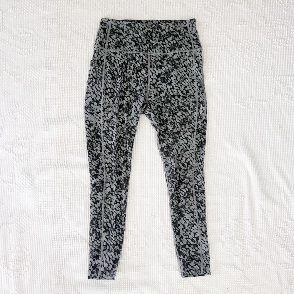 Icebreaker Black and Gray Printed High-Rise Leggings